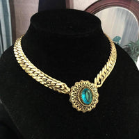 Vtg Aquamarine Blue Crystal Necklace choker