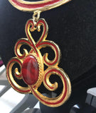 Designer Les Bernard Red Gemstone Ornate Necklace