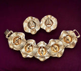 Vtg Judy Lee Watermelon Rhinestone Bracelet Earrings Set