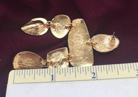 Vintage Orange Chandelier Cabochon Earrings Gold tone Pierced