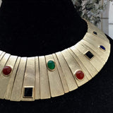 Vtg Designer Les Bernard Cleopatra Cabochon Choker Necklace