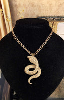 Vintage Cobra Snake Brooch Necklace Pendant