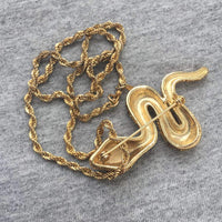 Vintage Cobra rattlesnake Snake Brooch Necklace