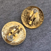 Givenchy Logo Earrings Pearl Gold Tone