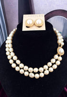 VTG CAROLEE Multi Strand Pearl Necklace & Earrings Set