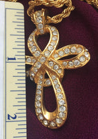 Monet Cross gold-tone Necklace Rhinestone Pendant