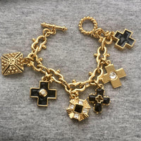 Vintage St John Charm Bracelet Maltese Cross Designer
