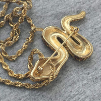 Vintage Cobra rattlesnake Snake Brooch Necklace
