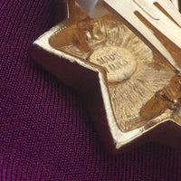Vtg Les Bernard star Earrings clip on Gold-tone Runway Statement 80s