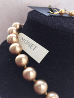 Vtg Monet Necklace Earring Beaded Choker Set