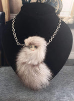 Vintage Lady in Fur Ceramic Woman Brooch Choker Necklace 