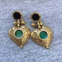 VTG Art Nouveau Heart GRIPOIX earrings pierced