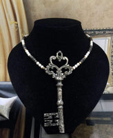Vintage Designer Zentall Skeleton Key Brooch Mashup Pearl Vintage Necklace