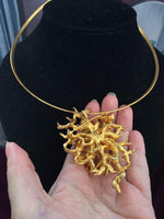 Stunning Brutalist Branches Brooch Pendant circle Necklace