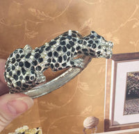 Vintage Panther clamper Bracelet silver tone