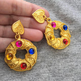 Colorful Hoop Pierced Gold Tone Earrings