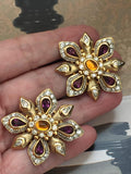 Vintage Signed Craft Maltese cross Earrings Clip on