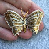Butterfly Brooch Vintage Damascene