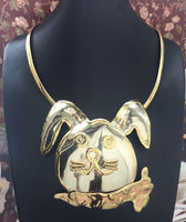 Vintage Rabbit Necklace Brooch