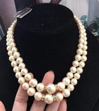 Vtg Marvella Pearl Necklace Crystal rhinestone Couture Designer