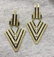 Vintage Chevron Pave Dangle pierced Earrings