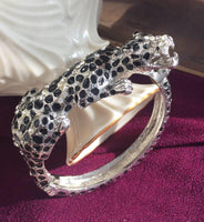Vintage Panther clamper Bracelet silver tone