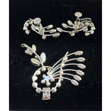 Exquisite 1940s Designer KREMENTZ Screw Back Earrings Pendant Demi Set in Box Art Deco rhinestone crystals rhodium statement Couture RARE!