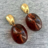 Robert Lee Morris Amber earrings clip on chunky gold plated