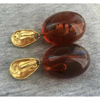 Robert Lee Morris Amber earrings clip on chunky gold plated