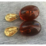 Robert Lee Morris Amber earrings clip on chunky gold plated