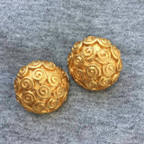 Stunning Anne KLEIN Etruscan Swirl Earrings Matte Satin Goldtone DESIGNER Couture 80s clip on chunky statement jewelry vintage classic rare!