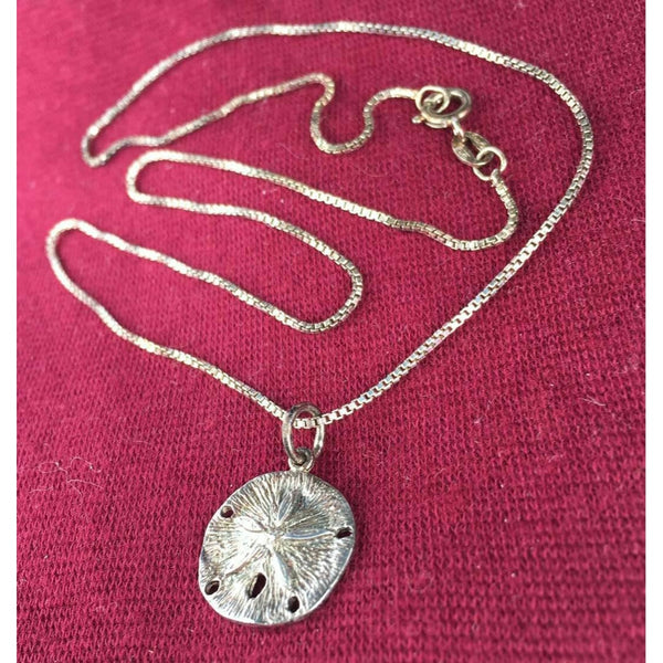 Sand Dollar pendant necklace Vintage Sterling Silver 925 tropical jewelry Beach starfish vacation yacht nautical statement rare dainty small