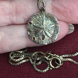 Sand Dollar pendant necklace Vintage Sterling Silver 925 tropical jewelry Beach starfish vacation yacht nautical statement rare dainty small