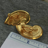 Vintage Napier Earrings Goldtone cream Enamel ART DECO chunky big Modernist Geometric artisan clip on screw back jewelry mod Designer