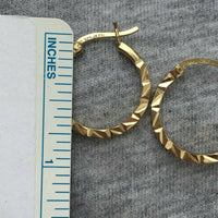 Petite 14kt Gold Vermeil 925 Sterling Silver Hoop Pierced Small Earrings diamond cut vintage classic signed