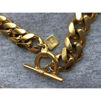 VTG Anne Klein Lion Necklace Cuban chain Gold tone Runway designer Couture RARE!